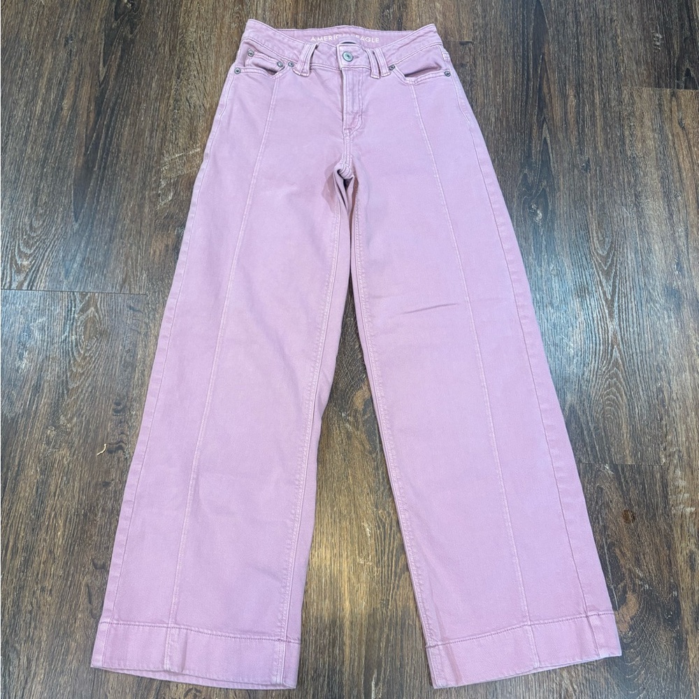 Women's Pink Low Rise Baggy Wide-Leg Jeans 000